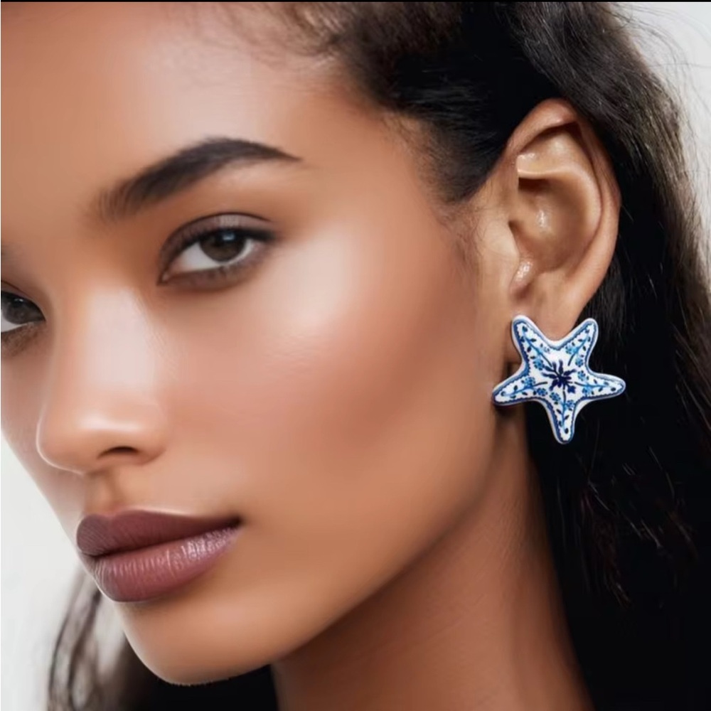 Blue Starfish Earrings